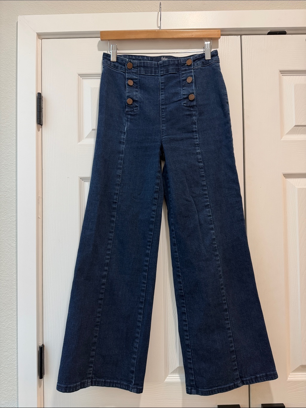 Boden High-Waist Wide Leg Dark Blue Denim Pants Size 6
